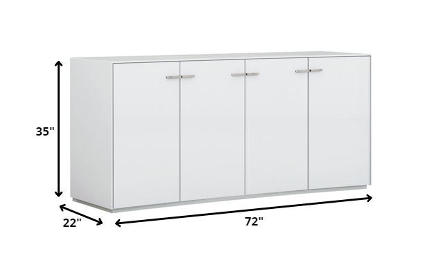 72" White Buffet Table with Four Doors