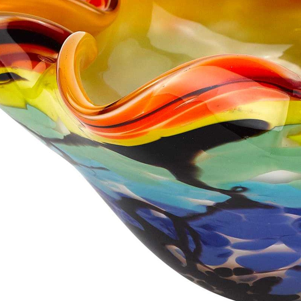 85 Mouth Blown Art Glass Wavy Inch Centerpiece Or Candy Bowl