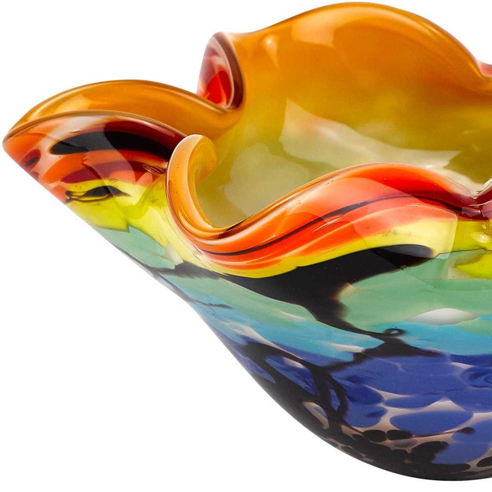 85 Mouth Blown Art Glass Wavy Inch Centerpiece Or Candy Bowl