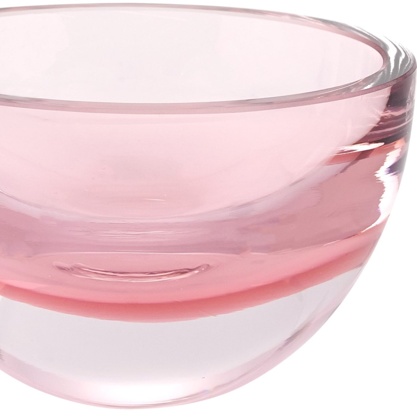 6 Mouth Blown European Made Lead Free Pink Crystal Bowl