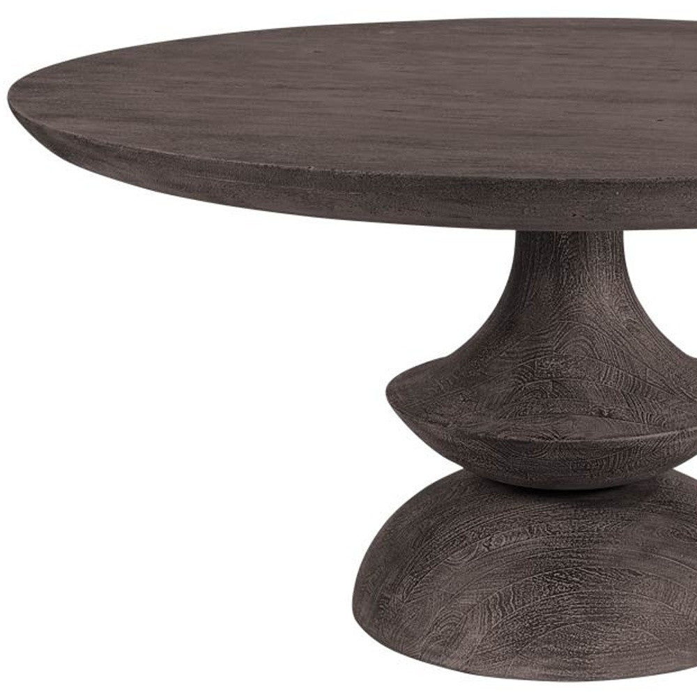 60" Round Charcoal Gray Solid Wood Table Top And Base Dining Table