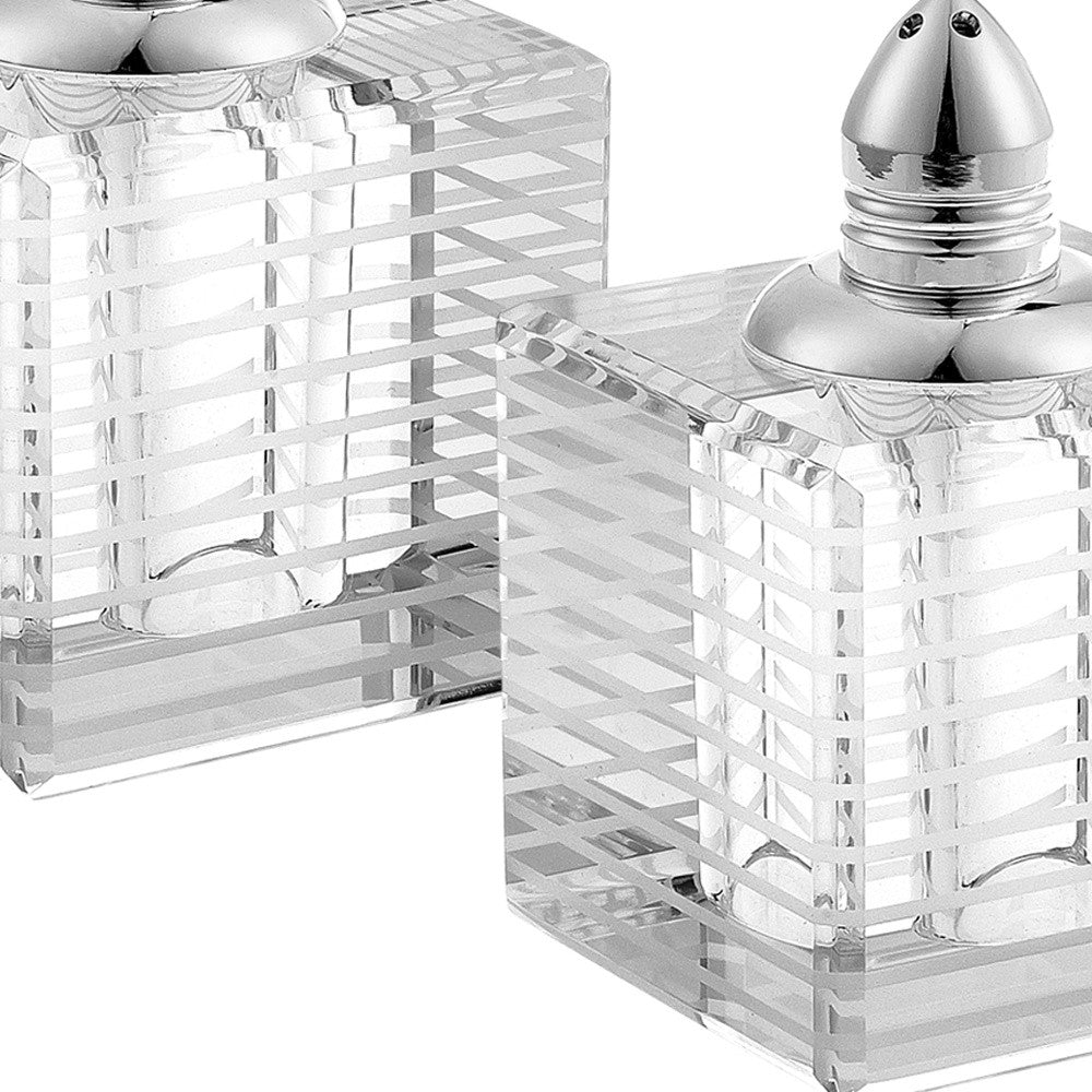 Hand Made Crystal Silver Pair Of Salt And Pepper Shakers