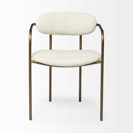 Cream Fabric Seat With Gold Iron Frame Dining Chair