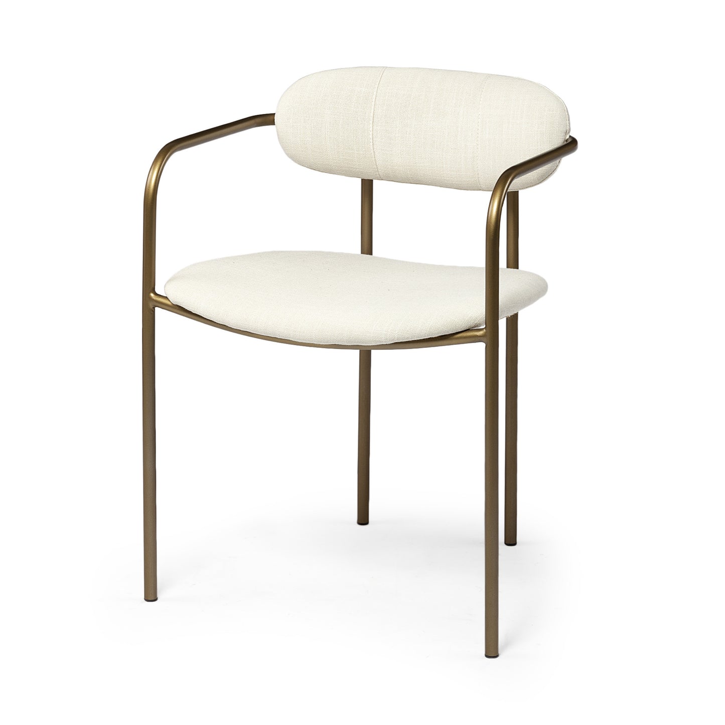 Cream Fabric Seat With Gold Iron Frame Dining Chair