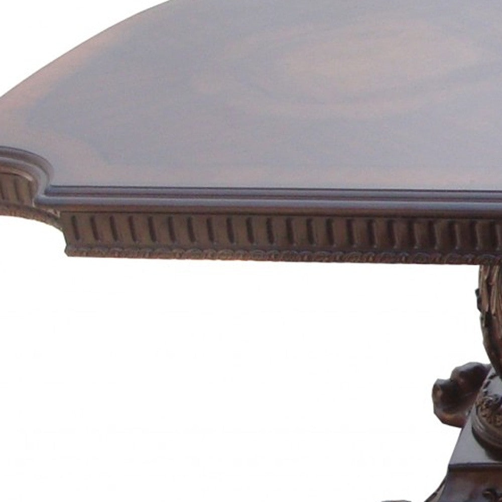 Wooden Top Cherry  Dining Table With Wood Carving Details