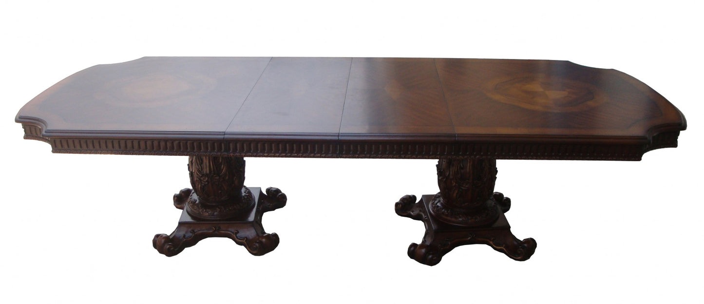 Wooden Top Cherry  Dining Table With Wood Carving Details