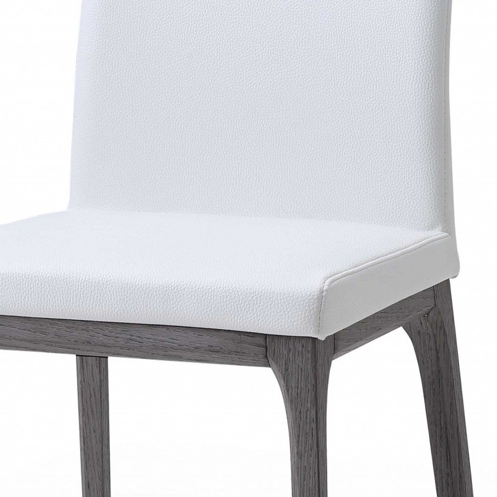 Set Of 2 White Faux Leather Dining Chairs