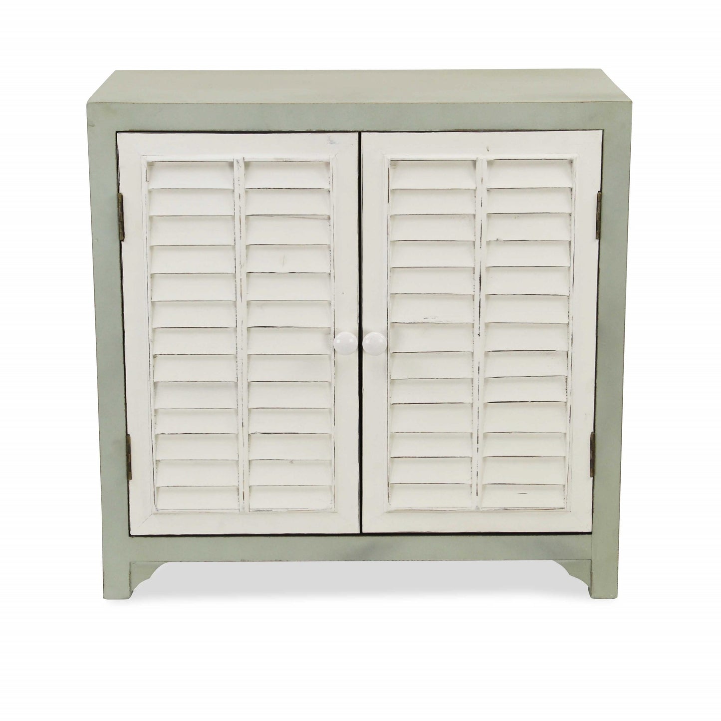 Sea Salt Blue And White Shutter Accent Cabinet