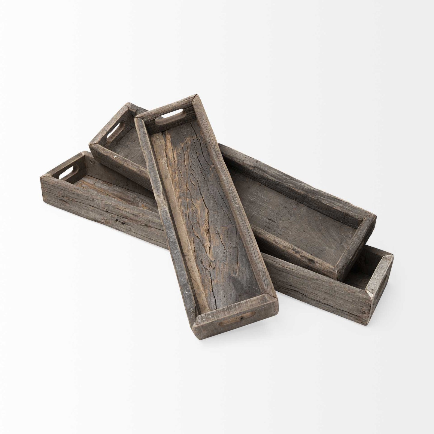 Meduim Natural Brown Reclaimed Wood With Grains And Knots Highlight Tray