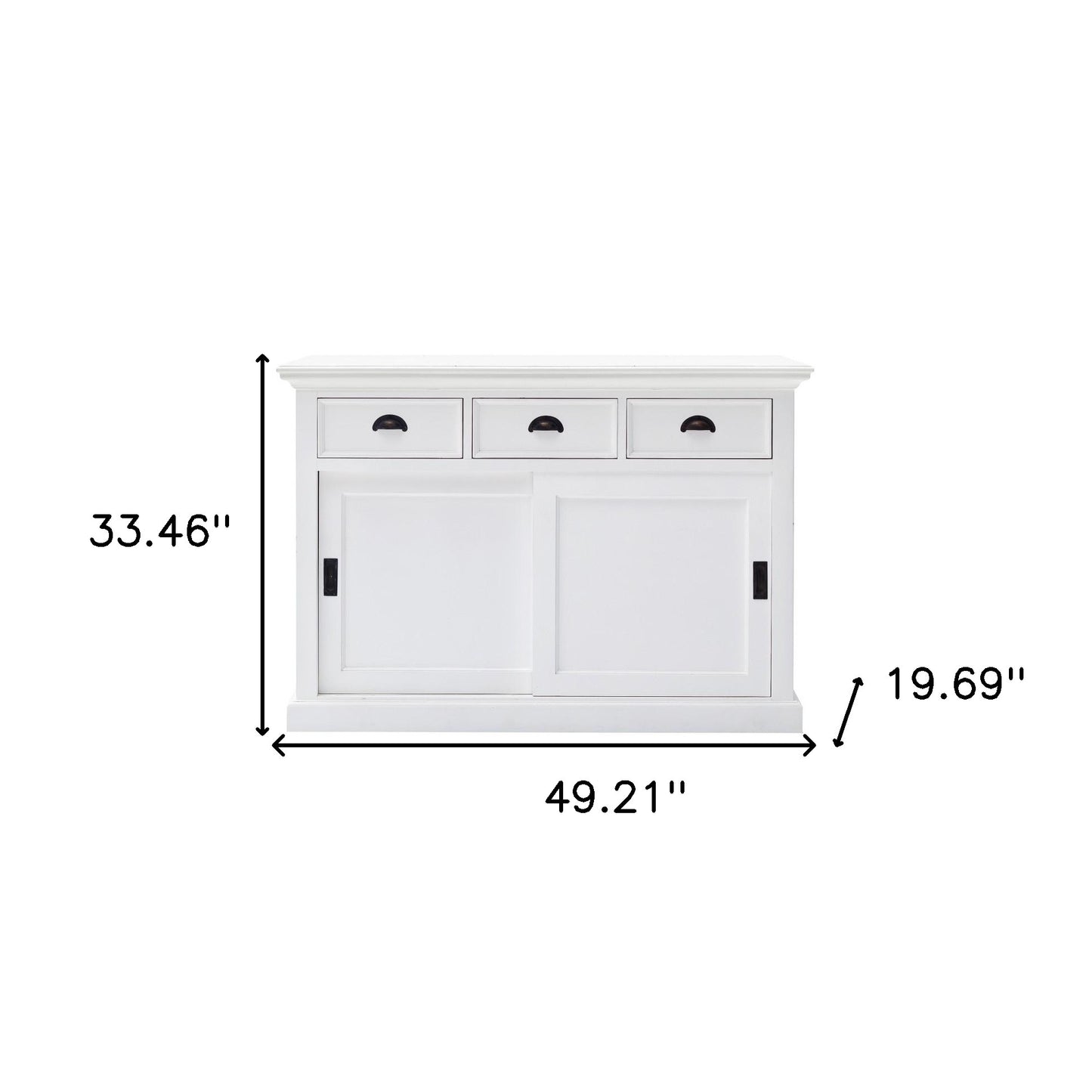 Modern Farmhouse White Buffet Server With Sliding Doors