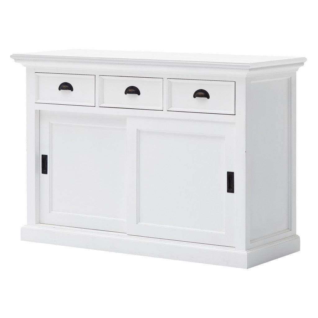 Modern Farmhouse White Buffet Server With Sliding Doors