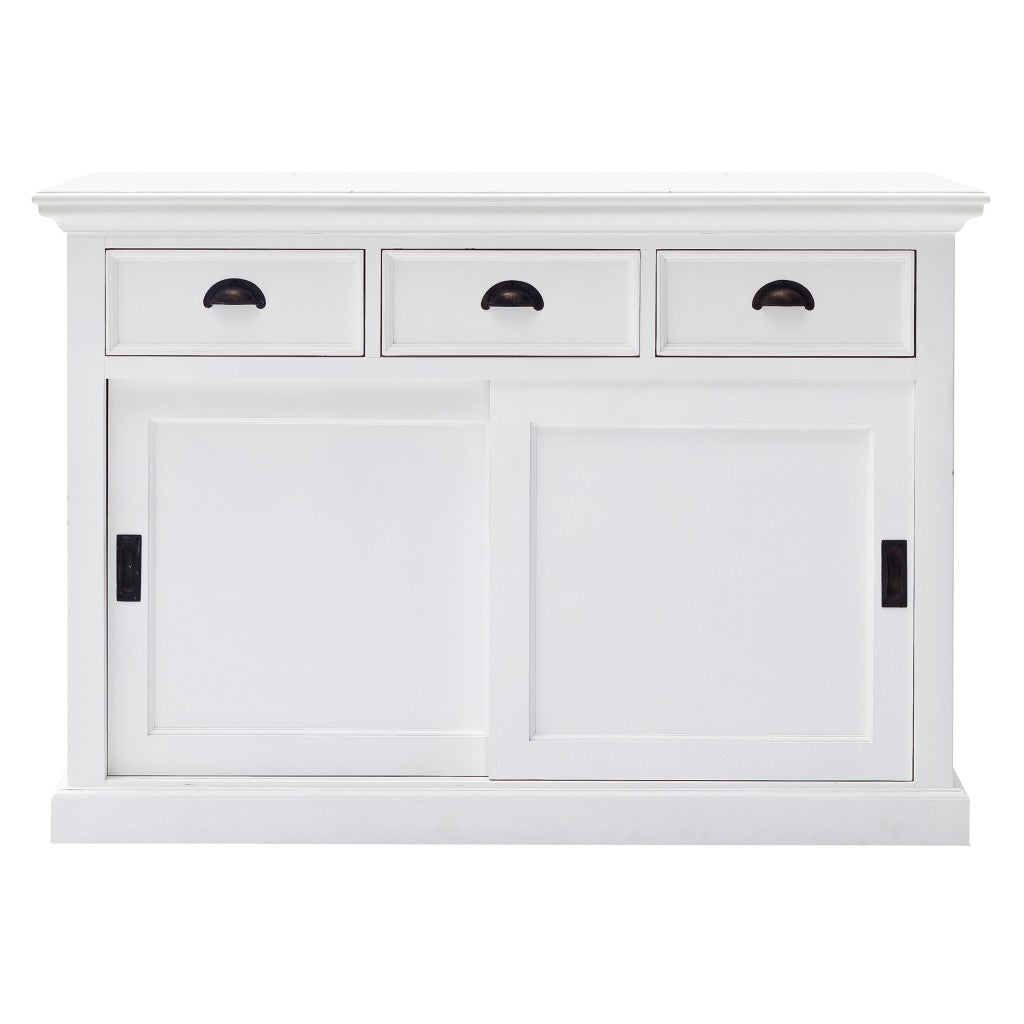 Modern Farmhouse White Buffet Server With Sliding Doors