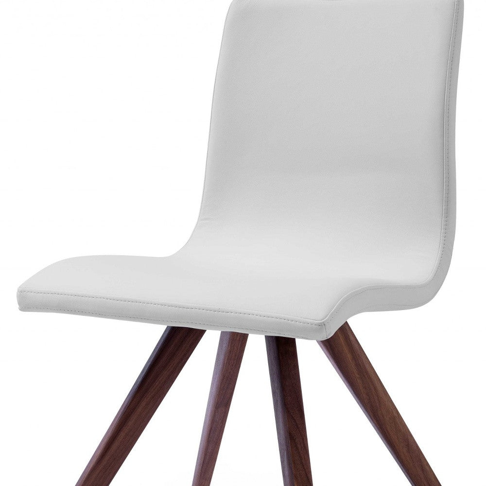 Set Of 2 White Faux Leather Dining Chairs