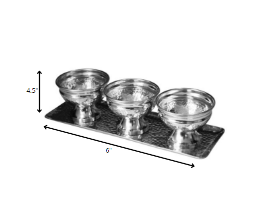 Hammered Serving Tray With Oblong Bowls