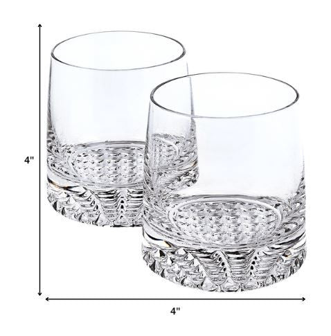 Mouth Blown European Crystal Whiskey Set 4 Pc Rocks Or Dof Set