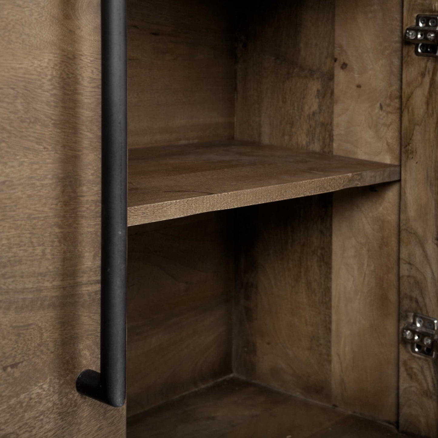 Brown Solid Mango Wood Finish Sideboard With 4 Door Cabinets