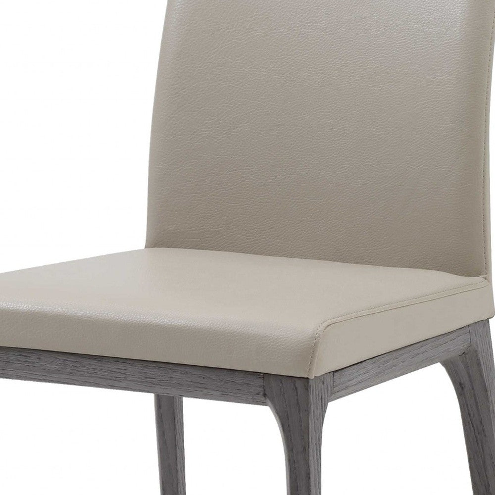 Set Of 2 Taupe Faux Leather Dining Chairs