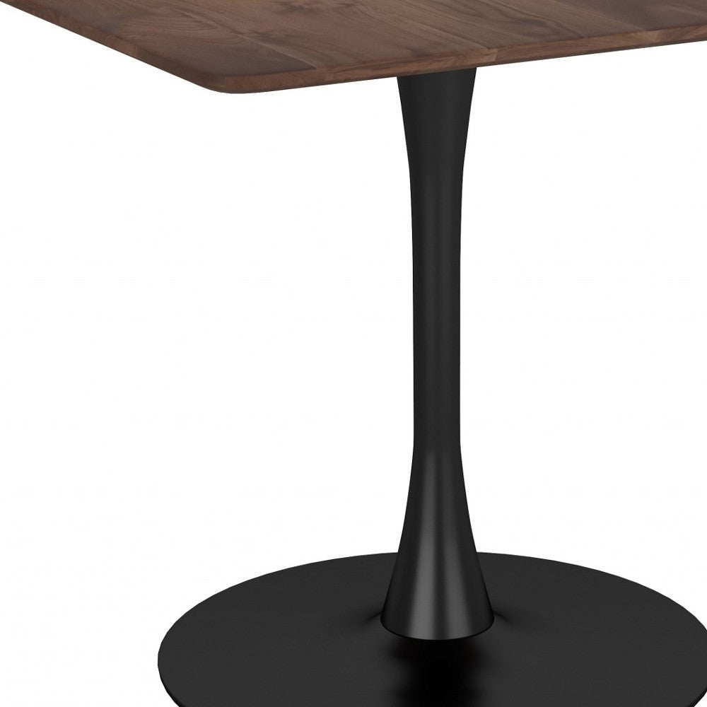 Square Brown and Black Pedestal Dining Table