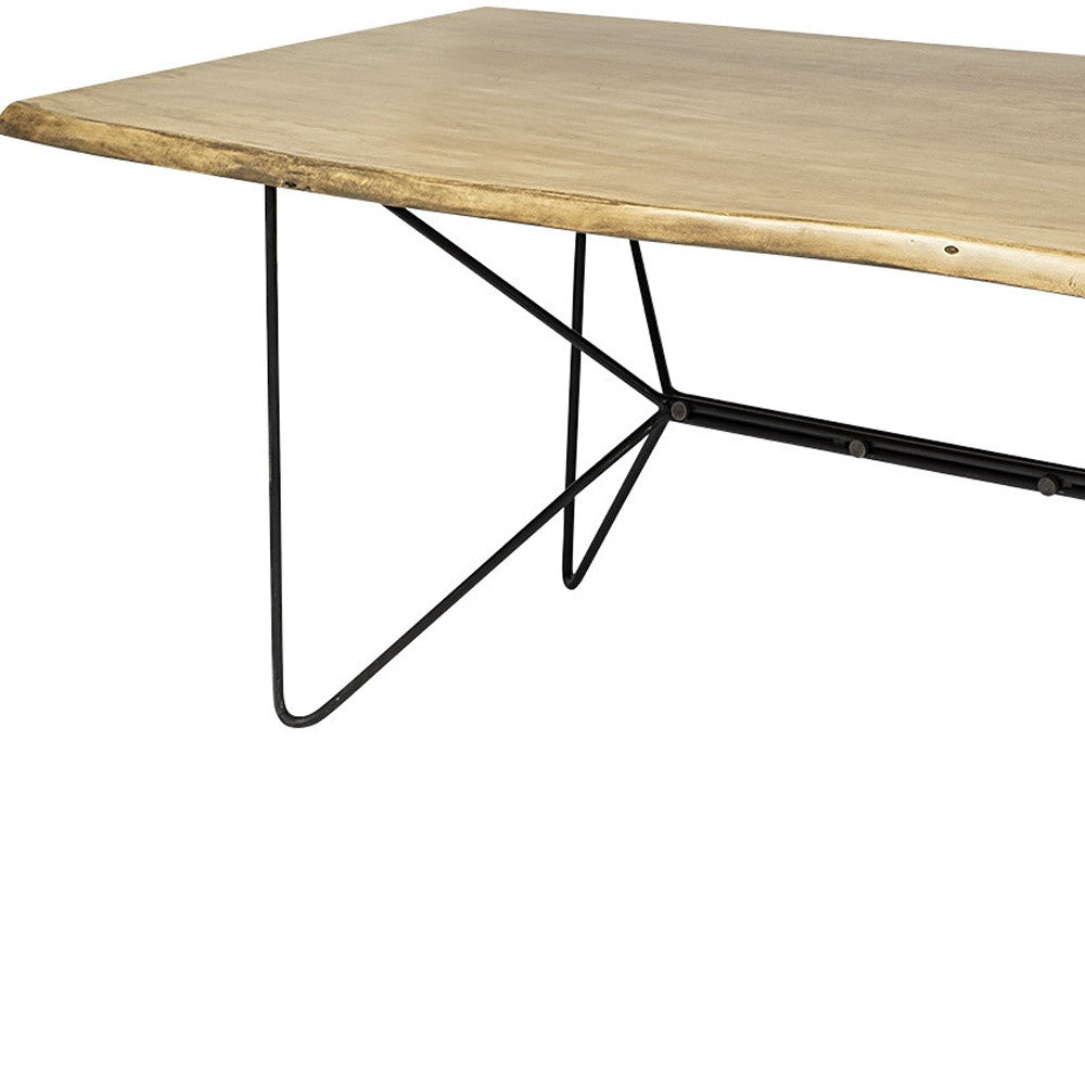 40" Brown And Black Solid Wood And Metal Dining Table