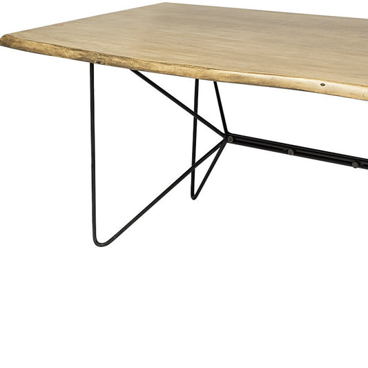 40" Brown And Black Solid Wood And Metal Dining Table