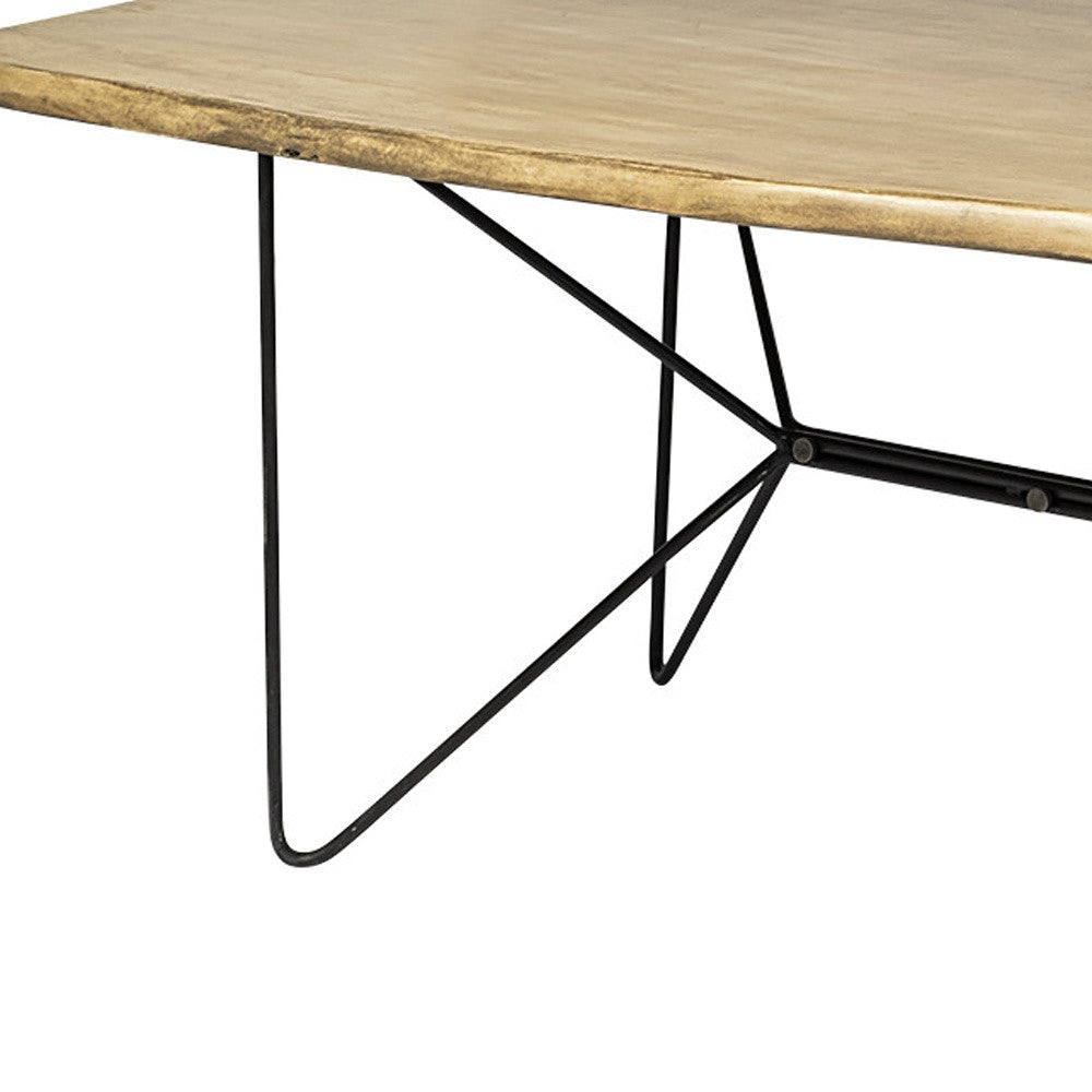 40" Brown And Black Solid Wood And Metal Dining Table