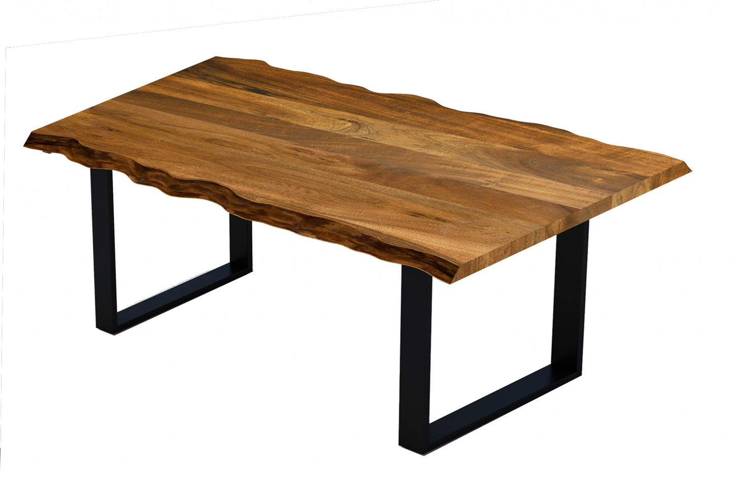 63" Brown And Black Solid Wood Dining Table