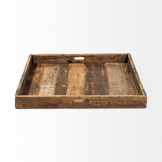 Natural Brown Reclaimed Wood With Grains And Knots Highlight Tray