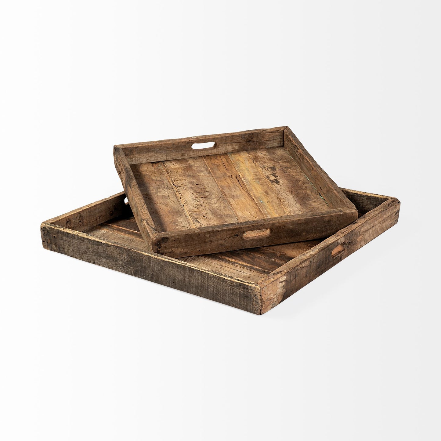 Natural Brown Reclaimed Wood With Grains And Knots Highlight Tray