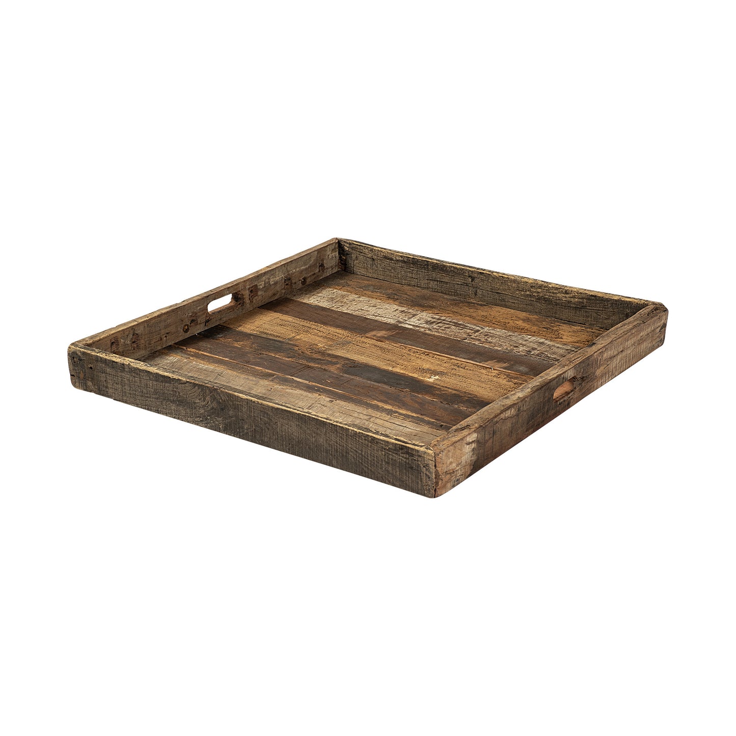 Natural Brown Reclaimed Wood With Grains And Knots Highlight Tray