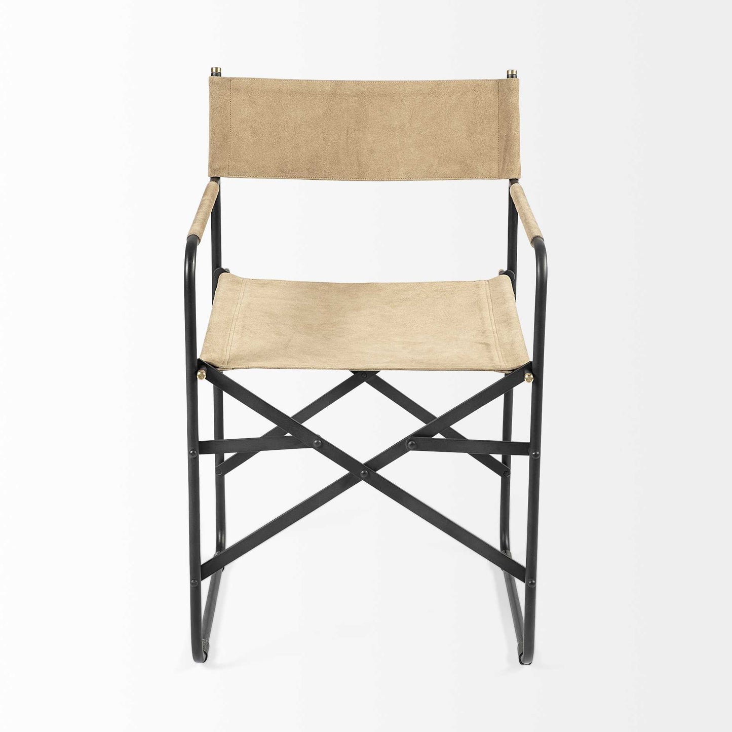 Tan Leather With Black Iron Frame Dining Chair