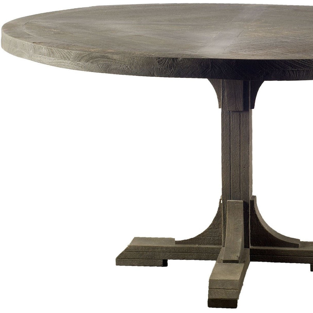 54" Circular Solid Wood Top With Pedestal Style Base Dining Table