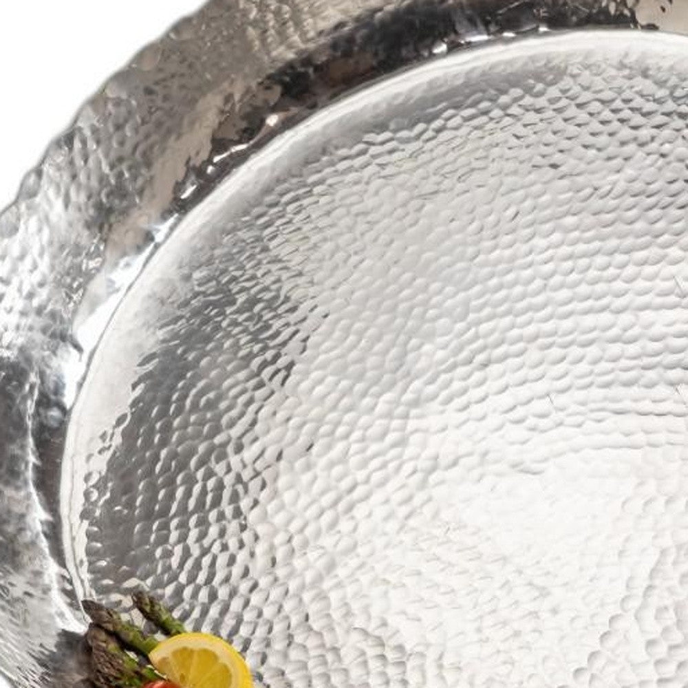 Round Silver Hammered Tray