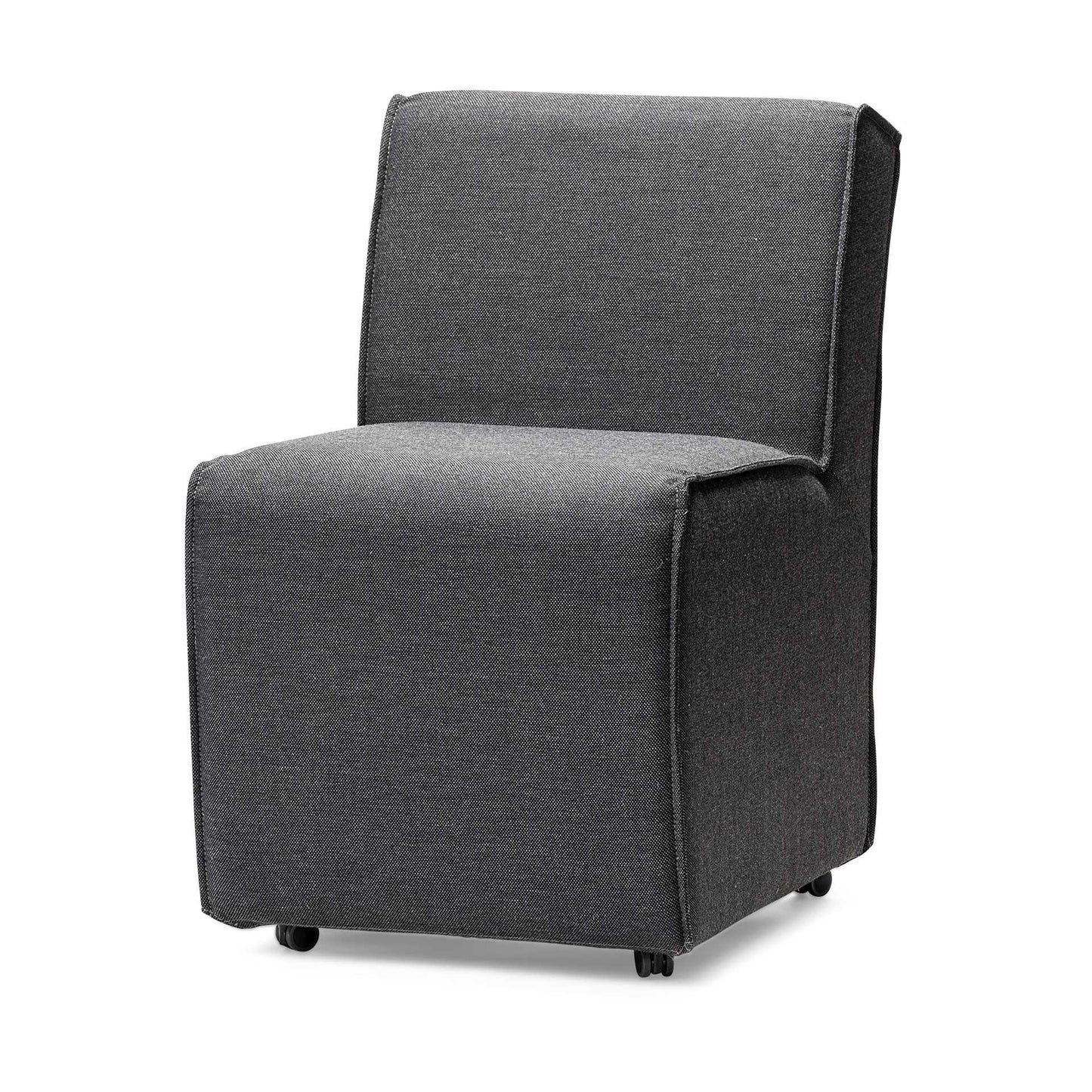 Set Of Two Gray Upholstered Fabric Side Chairs