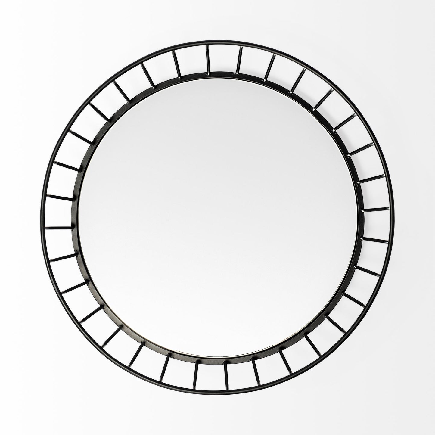 20" Matte Black Wavy Metal With Mirrored Glass Bottom Round Tray