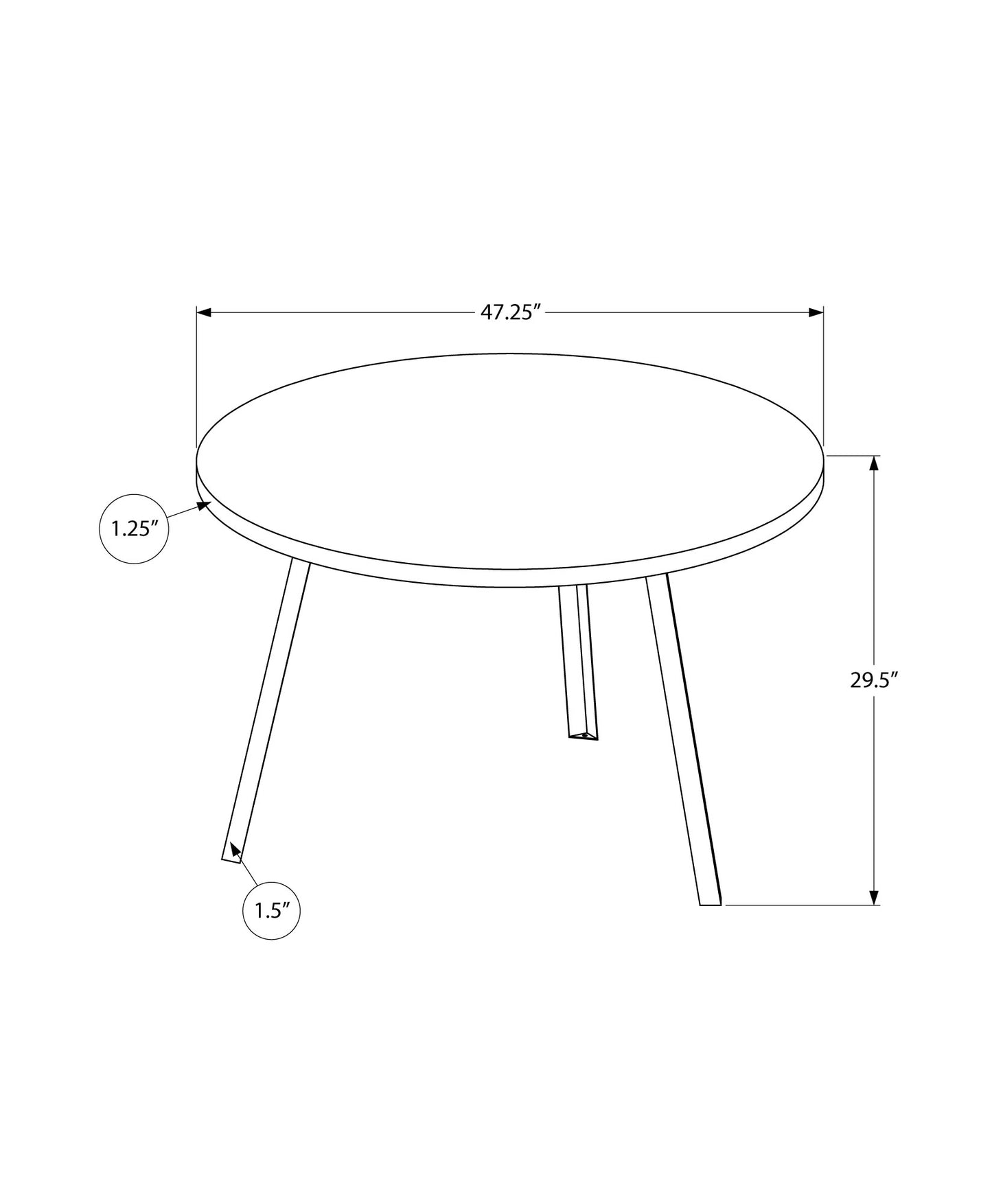 48" Round Dining Room Table With Black Reclaimed Wood And Black Metal