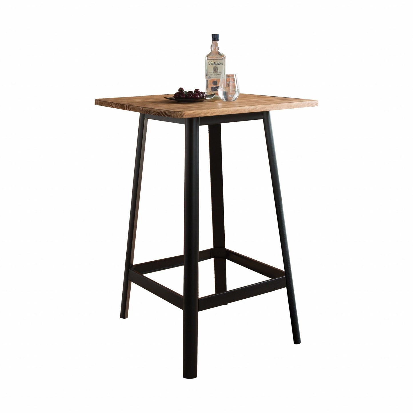 Square Natural And Black High Top Bar Table