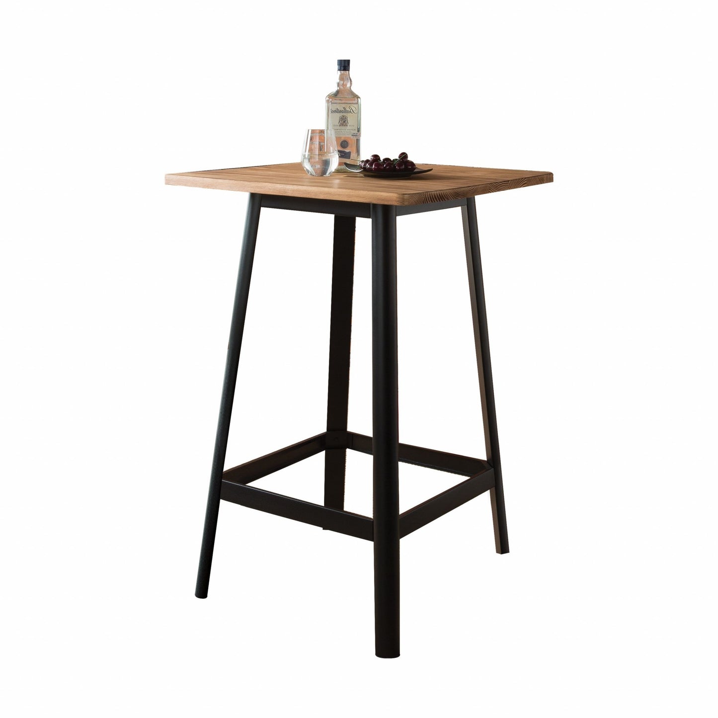 Square Natural And Black High Top Bar Table