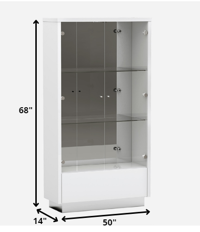 68" Silver and White Display Stand with One drawer