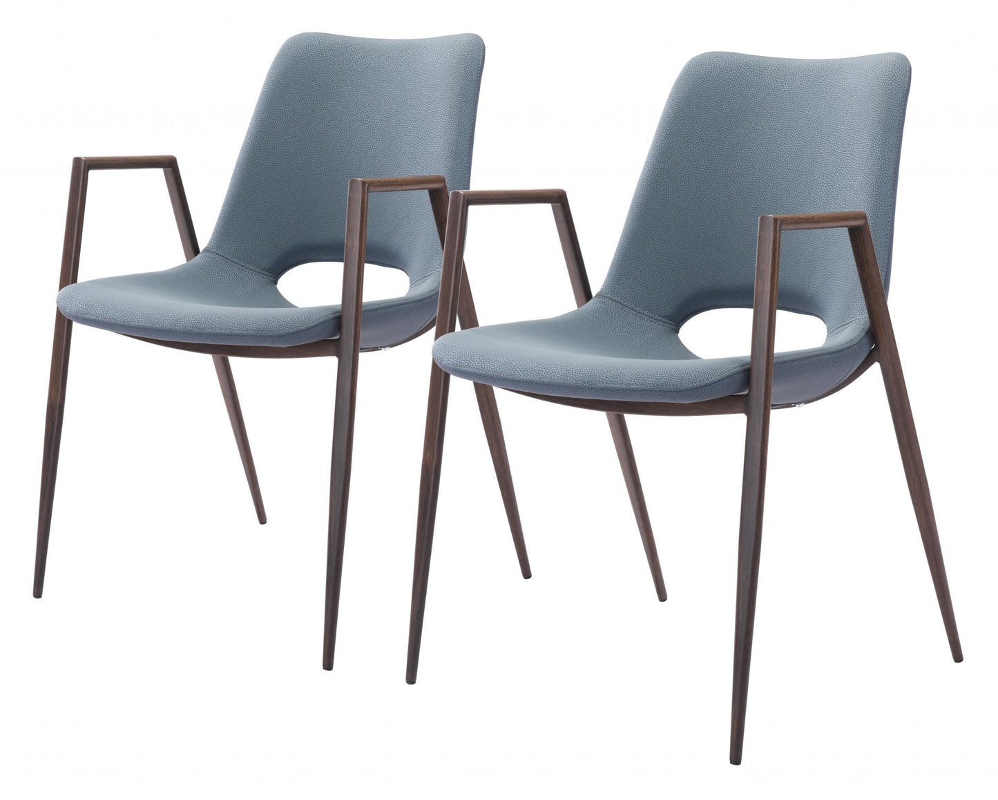 Set of Two Gray Retro Modern Funk Dining Chairs