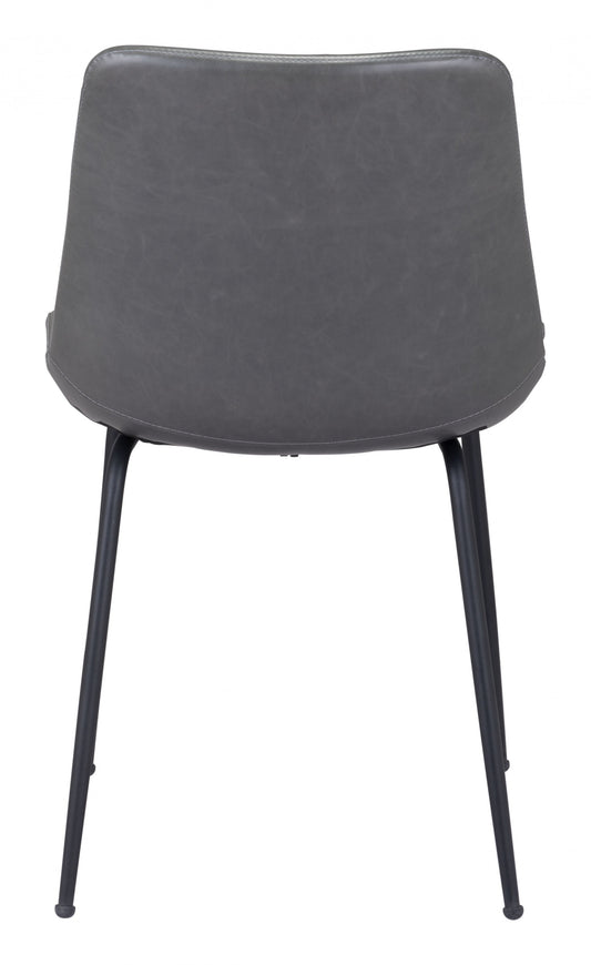 Set of Two Gray and Black Top Shelf Modern Rugged Dining Chairs