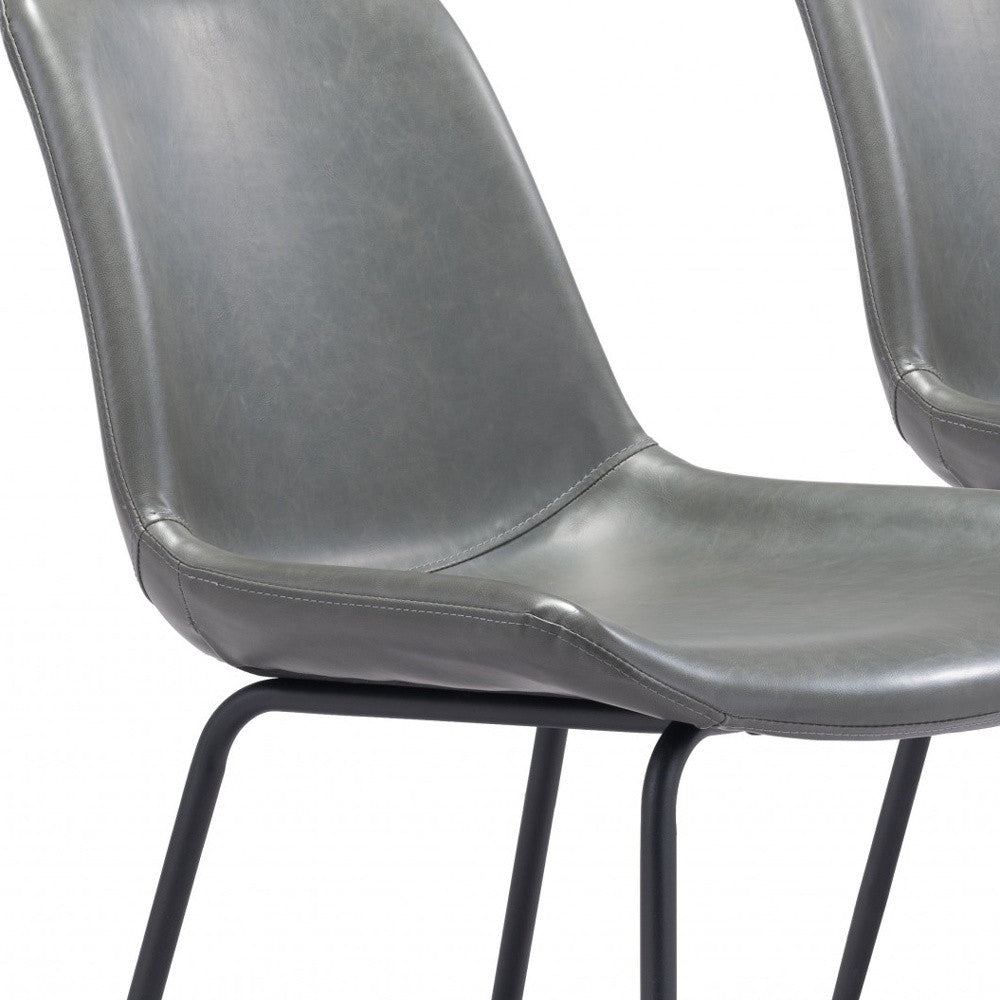 Set of Two Gray and Black Top Shelf Modern Rugged Dining Chairs