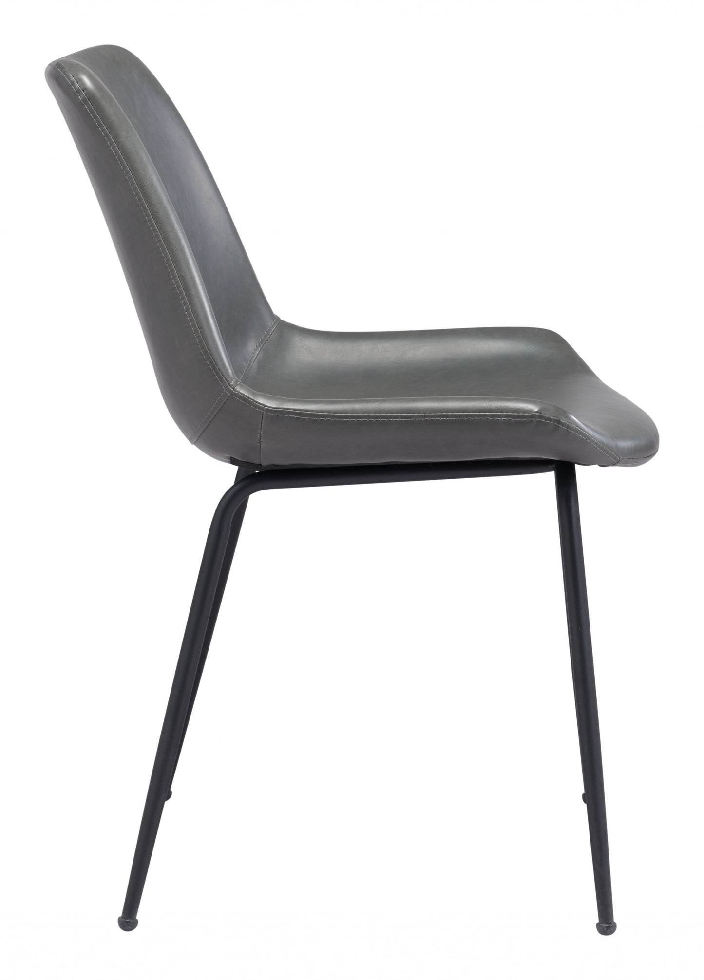 Set of Two Gray and Black Top Shelf Modern Rugged Dining Chairs