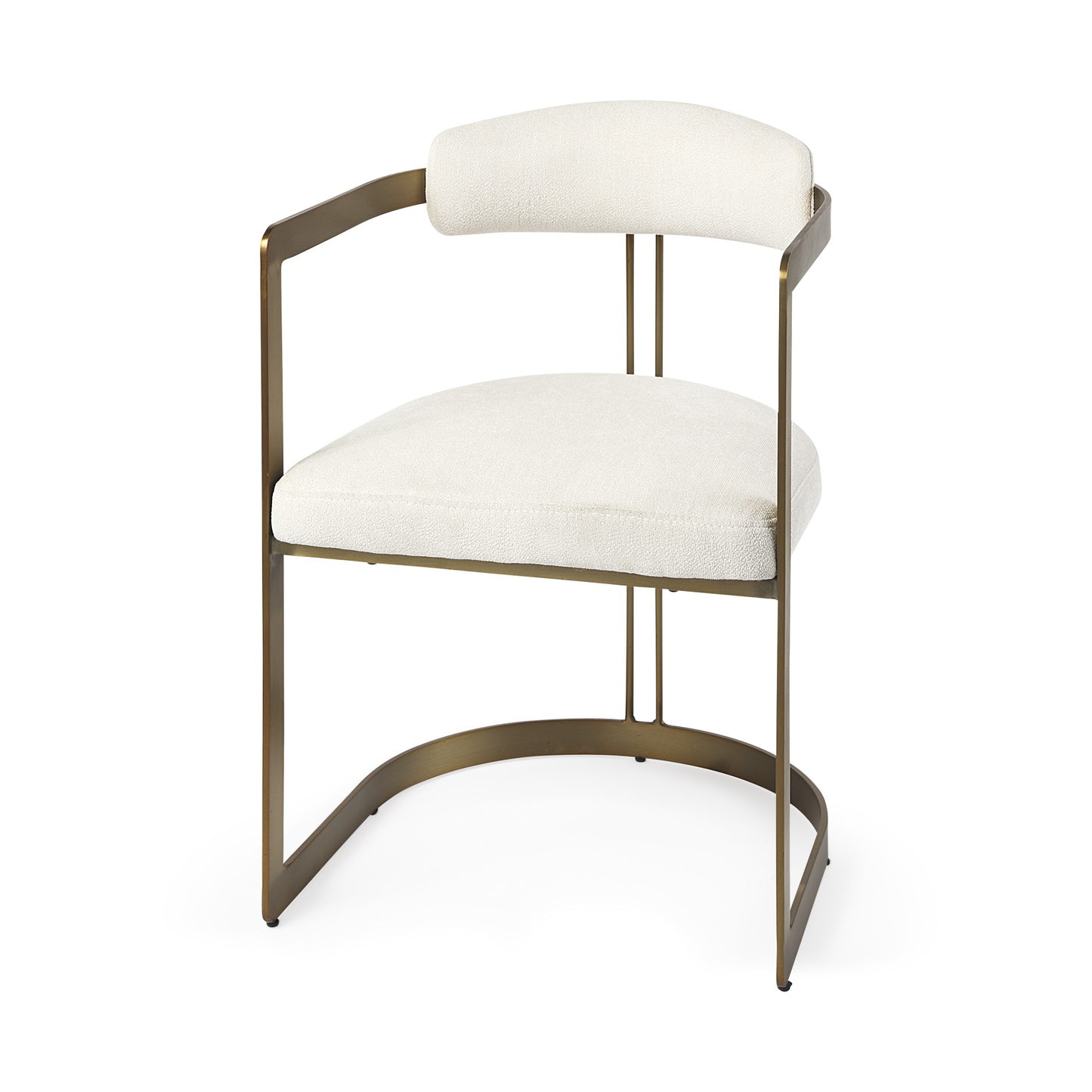 Curvy Gold and White Upholstered Dining Armchair