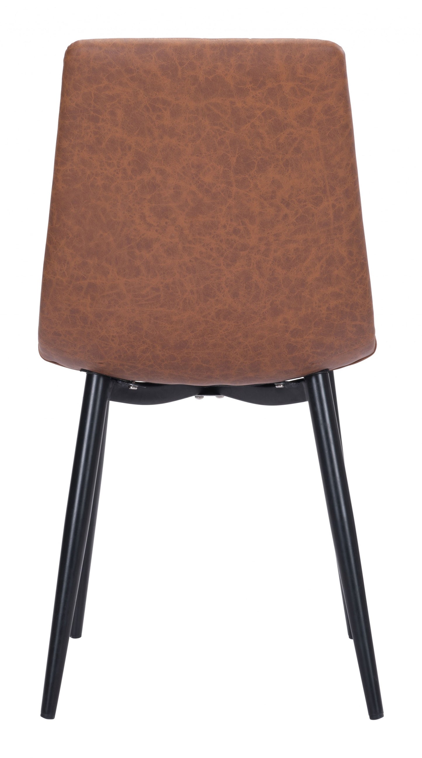 Set of Two Brown Faux Leather Channel Scoop Dining Chairs