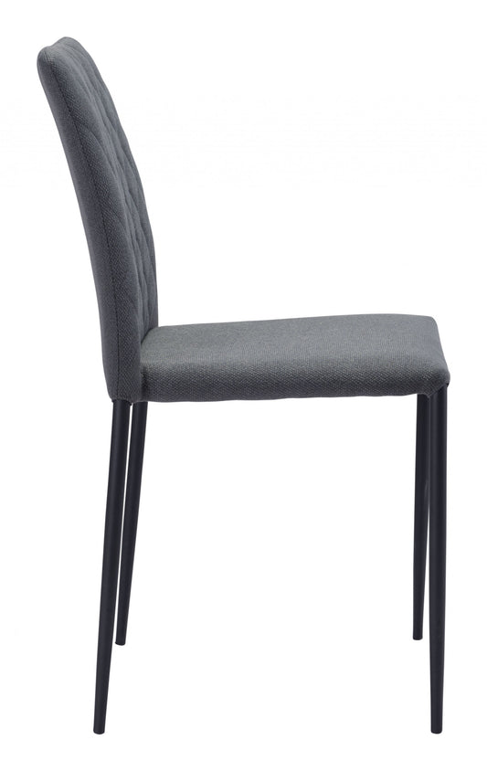 Set of Two Dark Gray Diamond Weave Dining Chairs