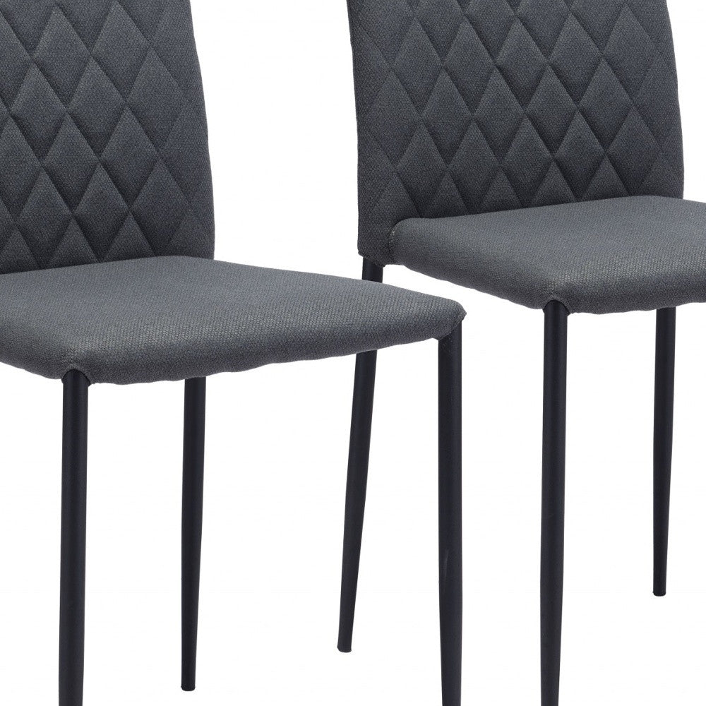 Set of Two Dark Gray Diamond Weave Dining Chairs