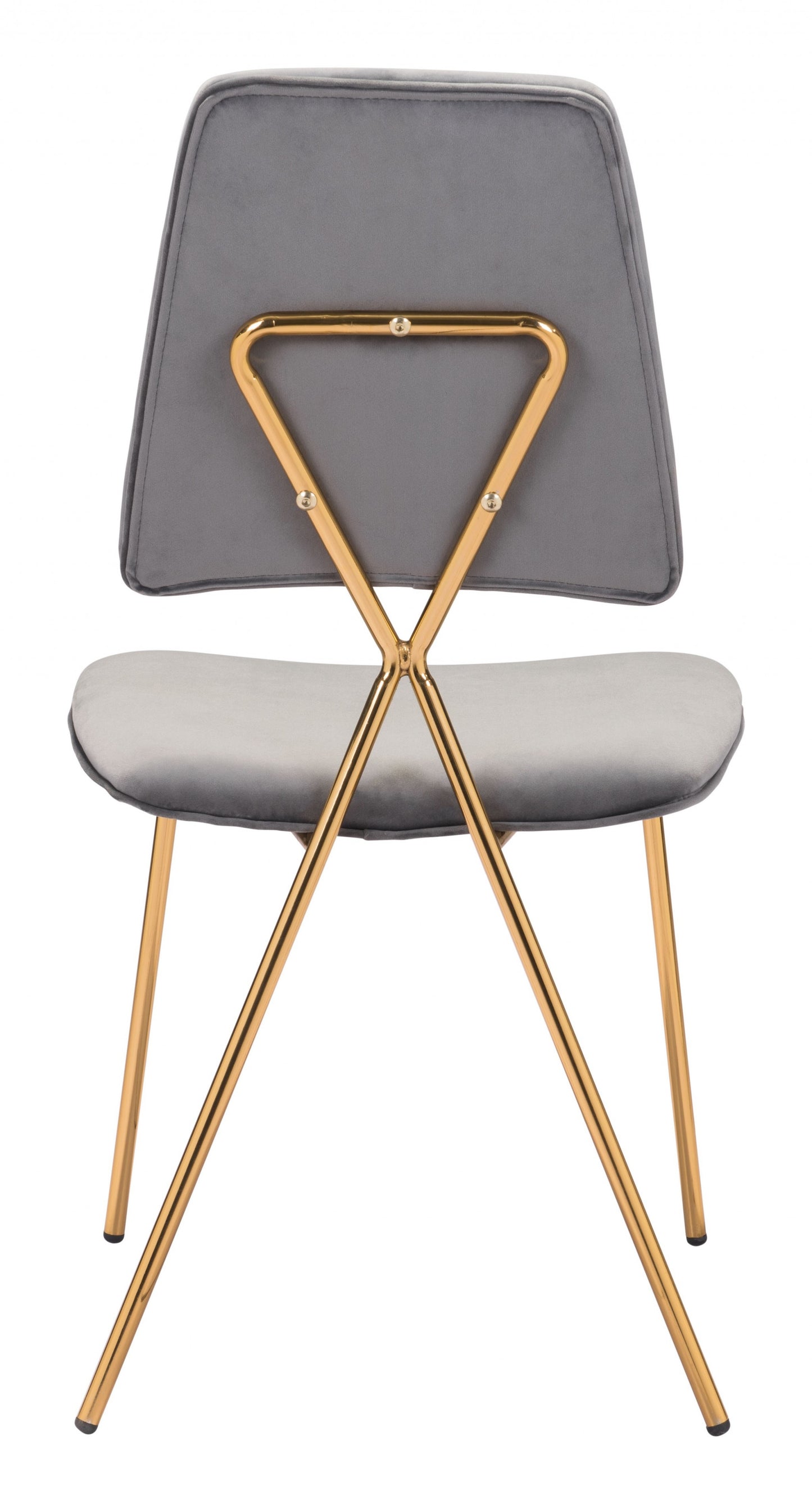 Set of Two Gray and Gold Modern X Dining Chairs