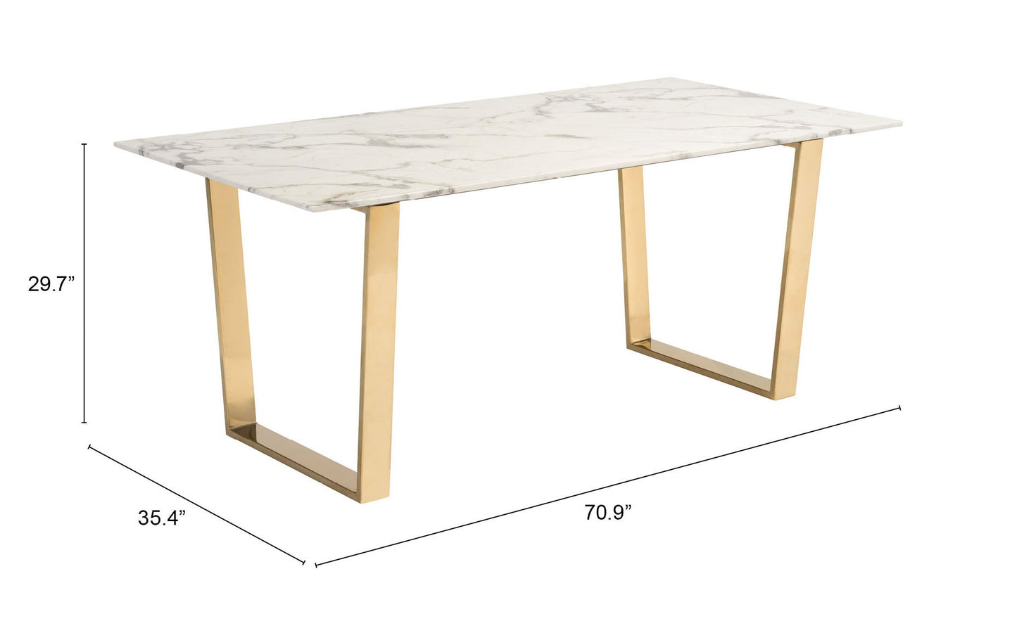 Designer's Choice White Faux Marble and Gold Dining Table