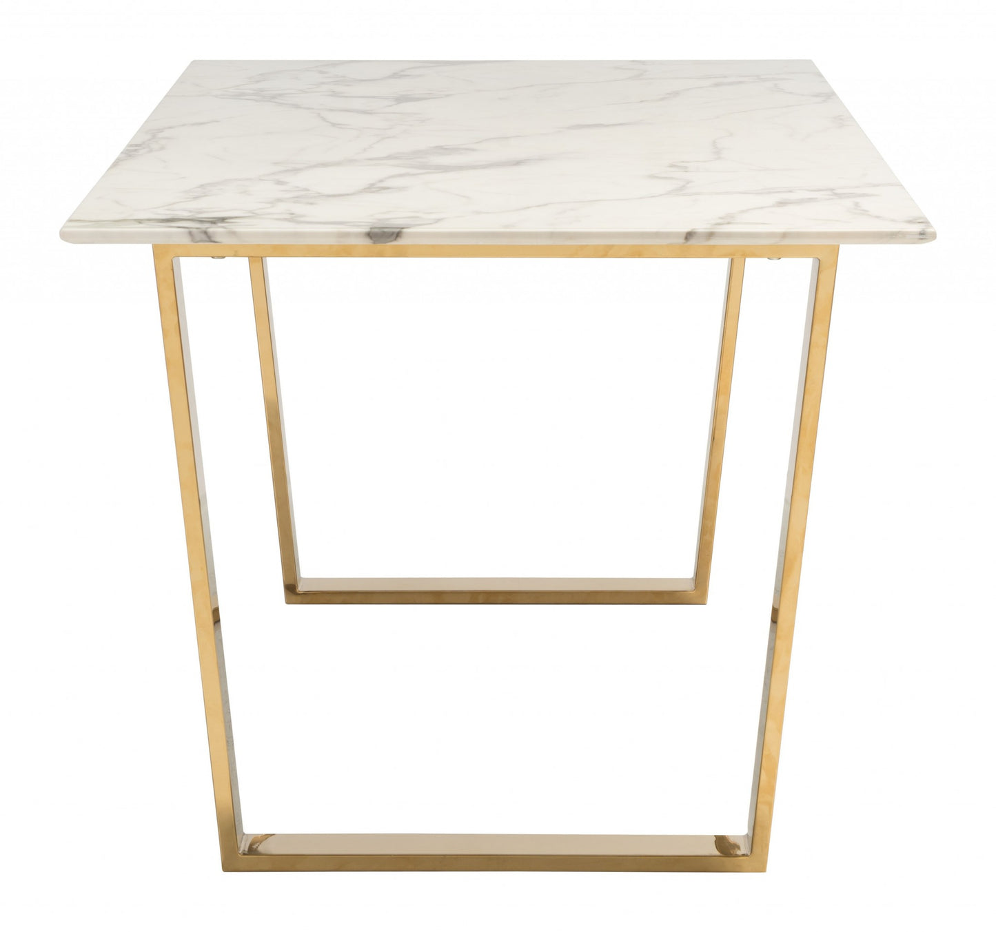 Designer's Choice White Faux Marble and Gold Dining Table