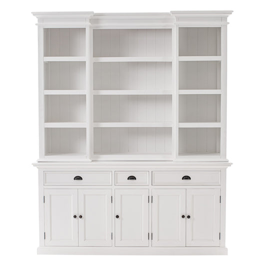 71" White Dining Hutch With Twelve Shelves And Three Drawers